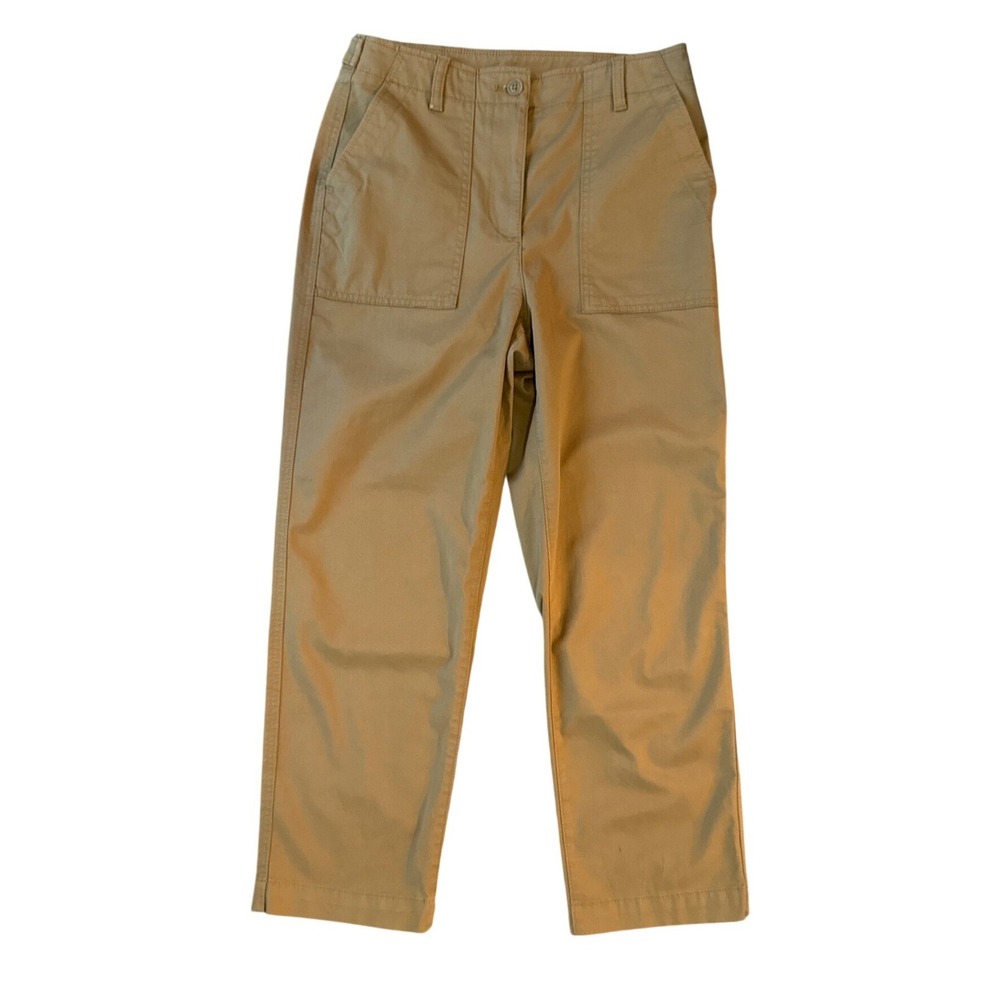 Talbots Retro Utility High Waist‎ Patch Pocket Crop Pants Size 6 Tan Khaki Chino